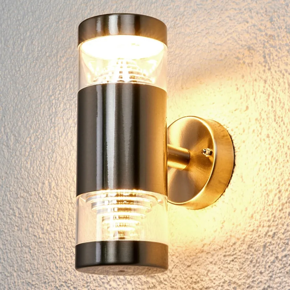 Lindby Terrassebelysning|Væglamper > udendørs LED-væglampe Lanea, 21 cm, stål, IP44