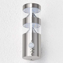 Lindby Væglampe Med Sensor|Terrassebelysning > udendørs LED-væglampe Lanea, 22 cm, stål, sensor