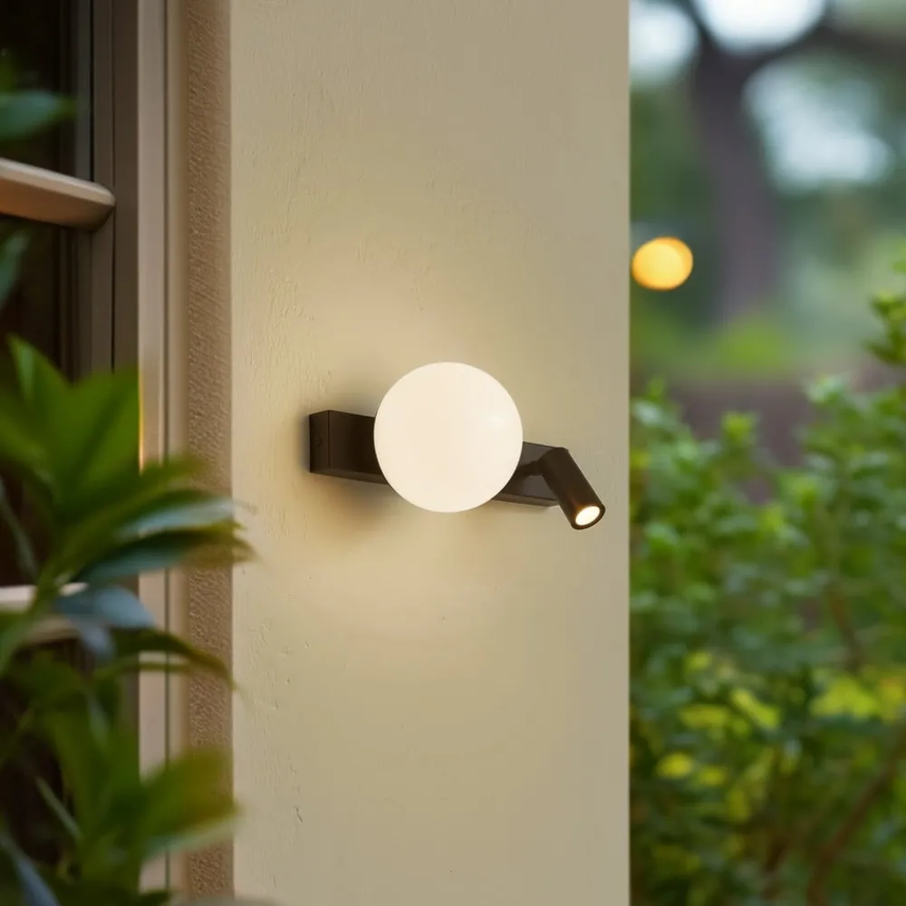 Lindby Væglampe Med Sensor|Terrassebelysning > udendørs LED-væglampe Larcie, 35 cm, 2 lyskilder, aluminium, sensor
