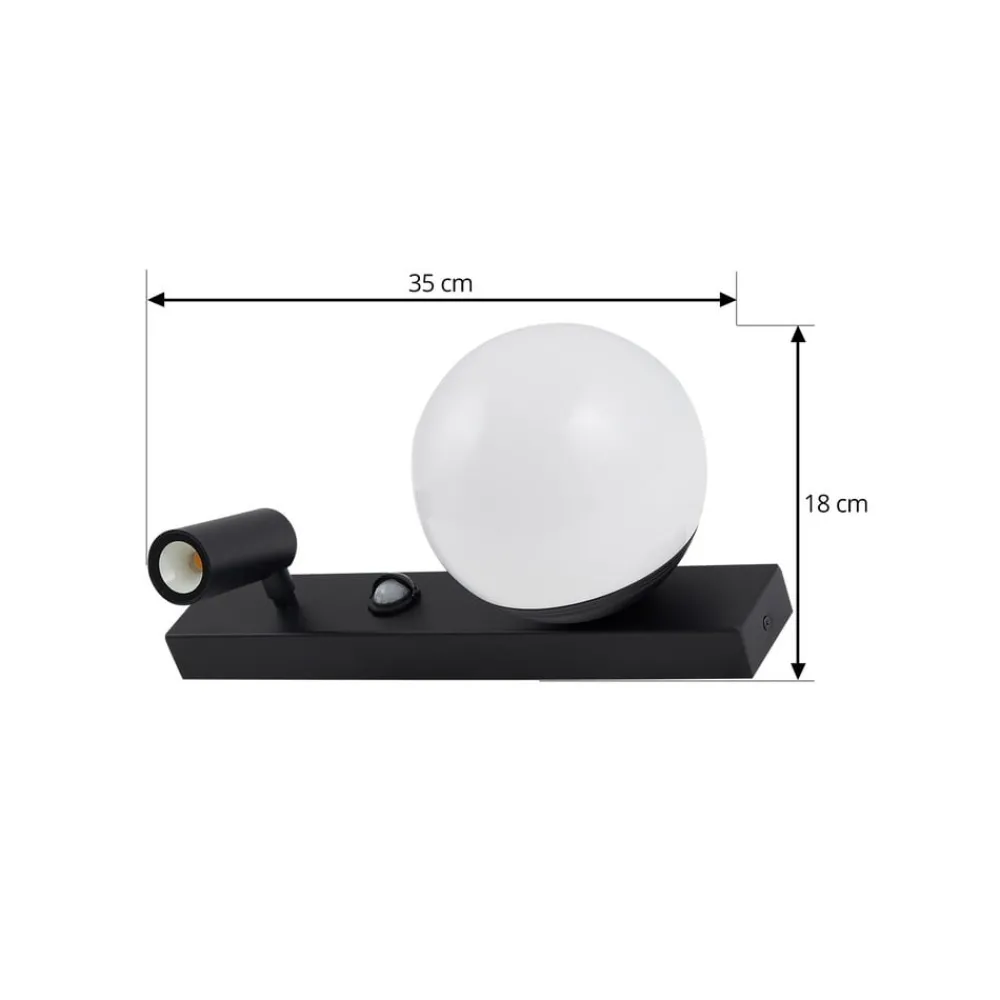 Lindby Væglampe Med Sensor|Terrassebelysning > udendørs LED-væglampe Larcie, 35 cm, 2 lyskilder, aluminium, sensor