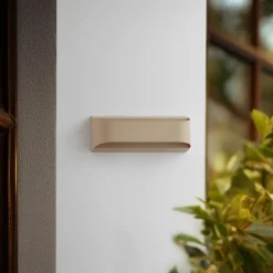 Terrassebelysning|Væglamper ^ Lindby udendørs LED-væglampe Lenore, beige, metal, 36,5 cm