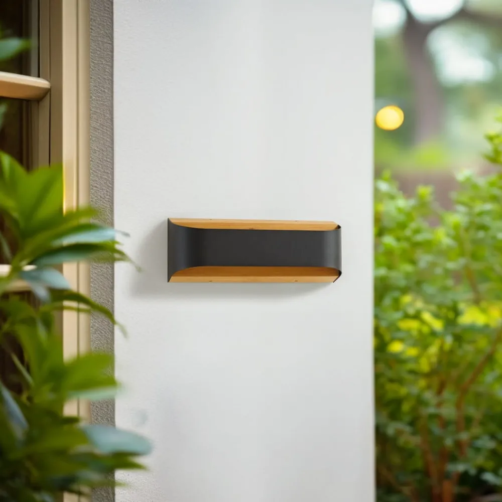 Terrassebelysning|Væglamper ^ Lindby udendørs LED-væglampe Lenore, sort, metal, 36,5 cm