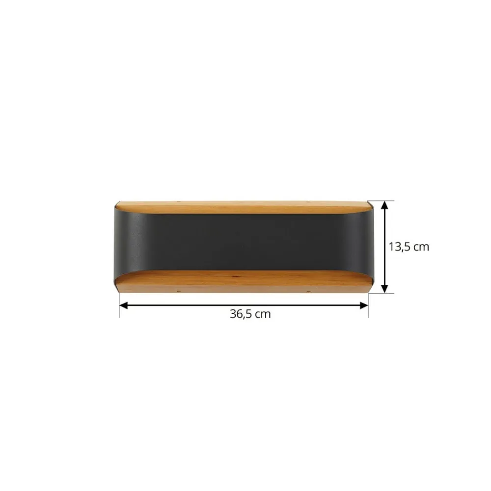 Terrassebelysning|Væglamper ^ Lindby udendørs LED-væglampe Lenore, sort, metal, 36,5 cm