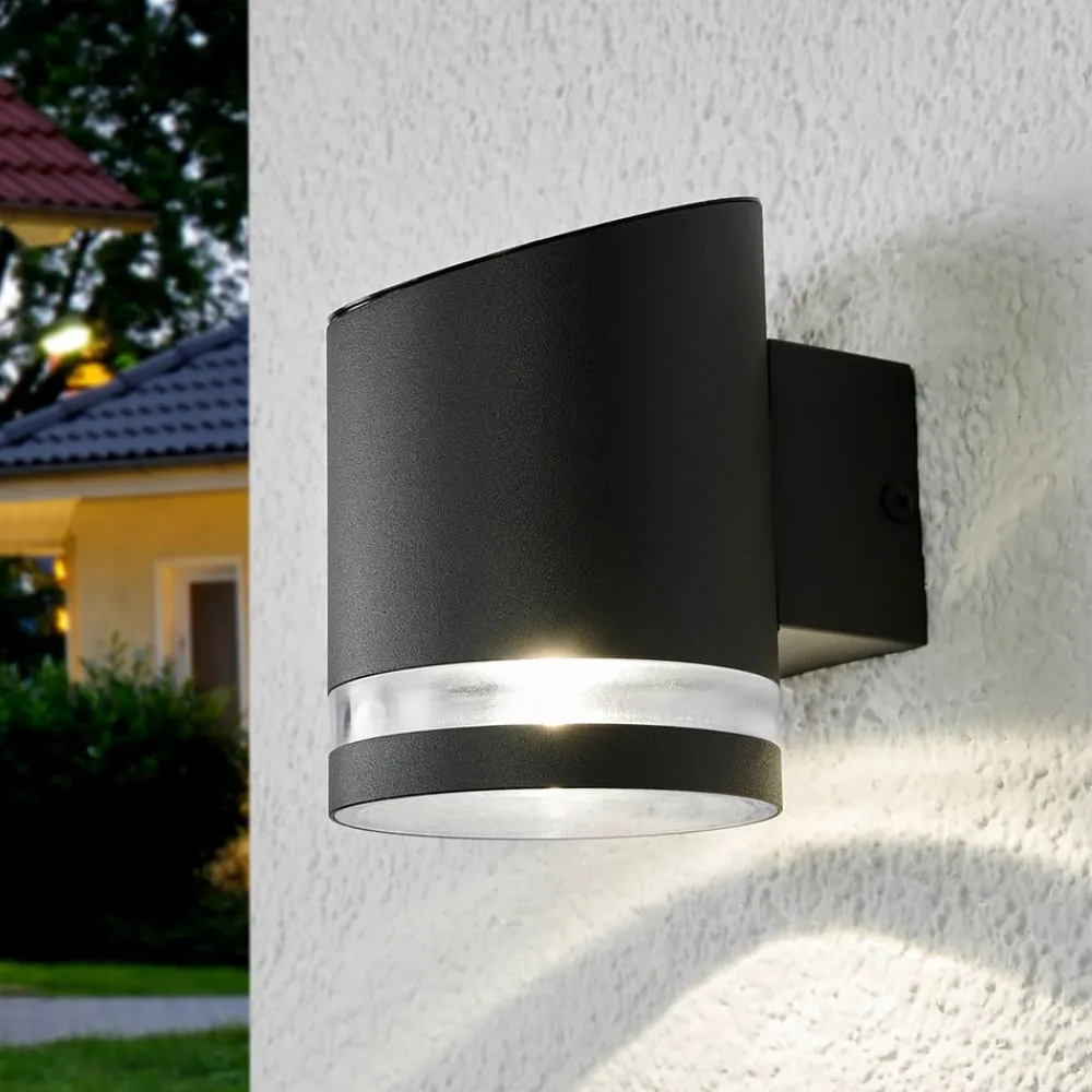 Solcellelamper|Terrassebelysning ^ Lindby udendørs LED-væglampe Melinda, 9 cm, stål