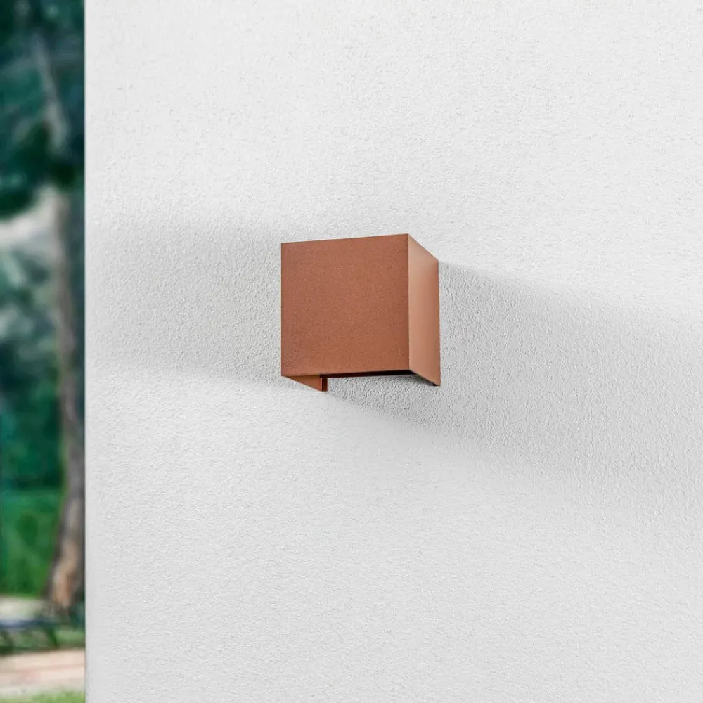 Lindby Terrassebelysning|Væglamper > udendørs LED-væglampe Nivar, kantet, rust, metal, IP54
