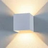 Lindby Terrassebelysning|Væglamper > udendørs LED-væglampe Nivar, kantet, hvid, metal, IP54
