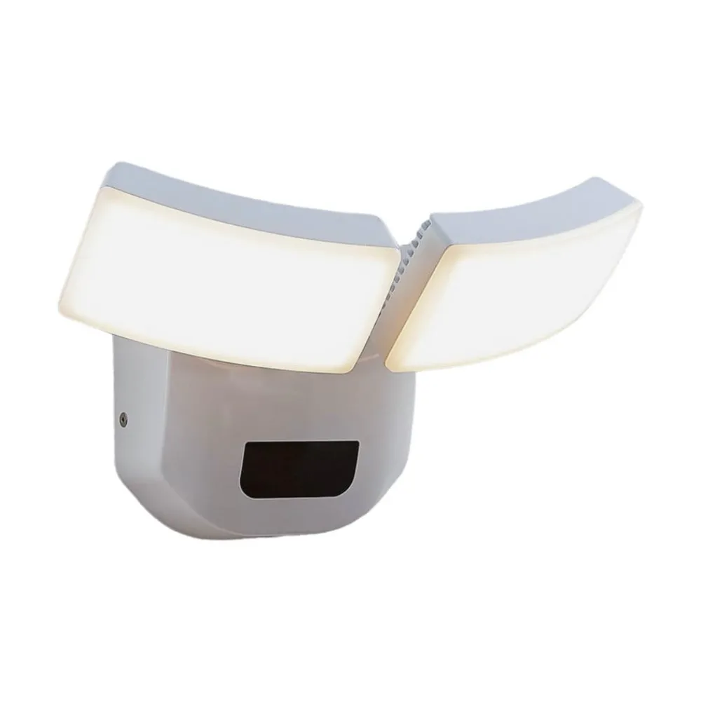 Væglampe Med Sensor|Terrassebelysning ^ Lindby udendørs LED-væglampe Nikias, 30 cm, sensor, 2 lyskilder, hvid