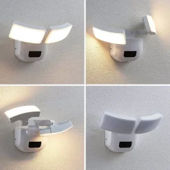 Væglampe Med Sensor|Terrassebelysning ^ Lindby udendørs LED-væglampe Nikias, 30 cm, sensor, 2 lyskilder, hvid