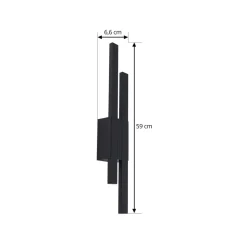 Lindby Terrassebelysning|Væglamper > udendørs LED-væglampe Sakari, sort, aluminium, højde 59 cm