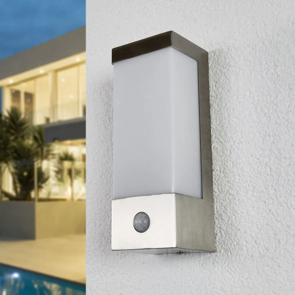 Væglampe Med Sensor|Væglamper ^ Lindby udendørs LED-væglampe Severina, 25 cm, sensor, stål