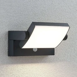 Lindby Væglampe Med Sensor|Terrassebelysning > udendørs LED-væglampe Sherin, antracit, sensor, IP54