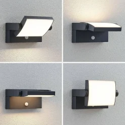 Lindby Væglampe Med Sensor|Terrassebelysning > udendørs LED-væglampe Sherin, antracit, sensor, IP54
