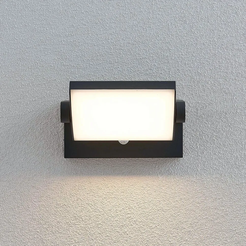 Lindby Væglampe Med Sensor|Terrassebelysning > udendørs LED-væglampe Sherin, antracit, sensor, IP54
