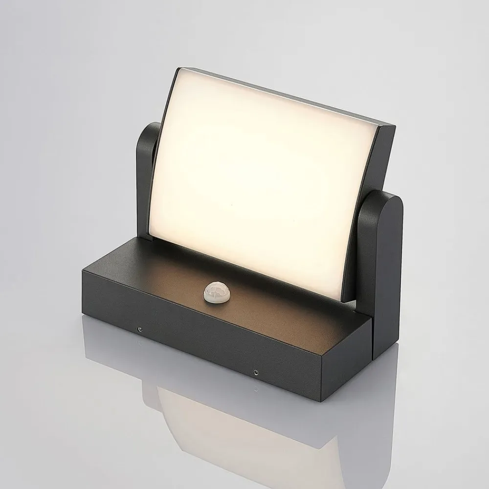 Lindby Væglampe Med Sensor|Terrassebelysning > udendørs LED-væglampe Sherin, antracit, sensor, IP54