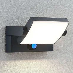 Solcelle Lampe Med Sensor|Væglampe Med Sensor ^ Lindby udendørs LED-væglampe Sherin, antracit, sensor