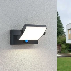 Solcelle Lampe Med Sensor|Væglampe Med Sensor ^ Lindby udendørs LED-væglampe Sherin, antracit, sensor
