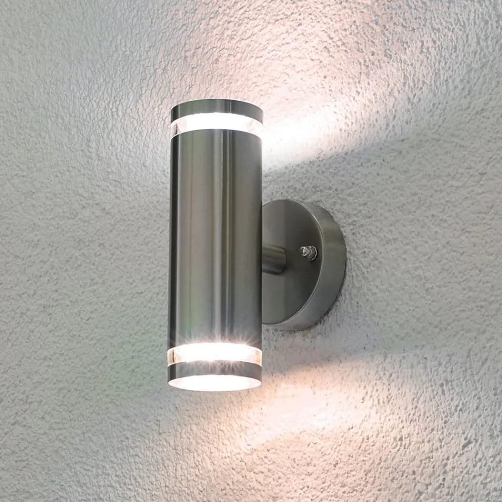 Lindby Terrassebelysning|Væglamper > udendørs LED-væglampe Tiberius, stål, op/ned, IP44