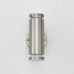Lindby Terrassebelysning|Væglamper > udendørs LED-væglampe Tiberius, stål, op/ned, IP44