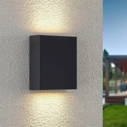 Terrassebelysning ^ Lindby udendørs LED-væglampe Ugar, 13 cm, antracit, op/ned