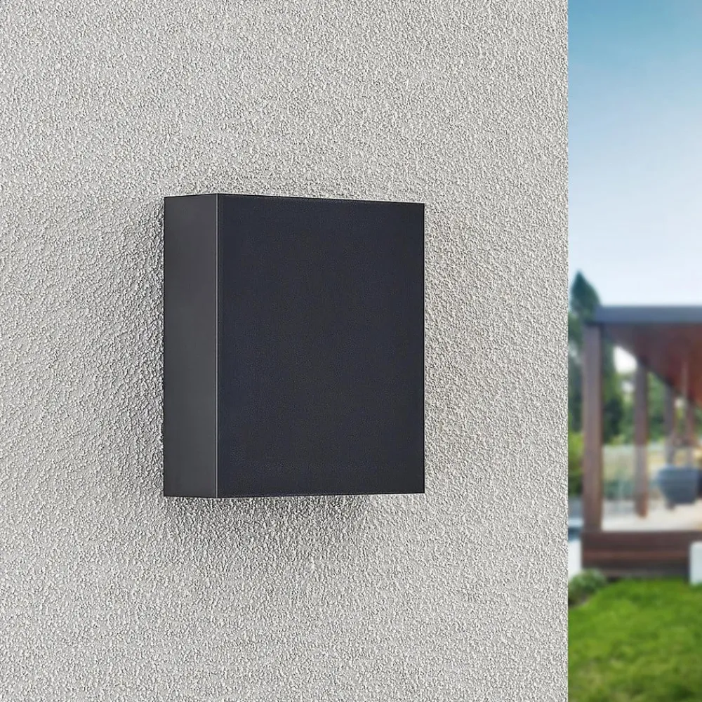 Terrassebelysning ^ Lindby udendørs LED-væglampe Ugar, 13 cm, antracit, op/ned