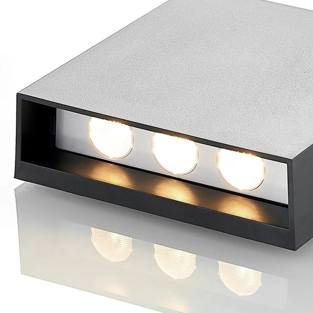 Terrassebelysning ^ Lindby udendørs LED-væglampe Ugar, 13 cm, antracit, op/ned