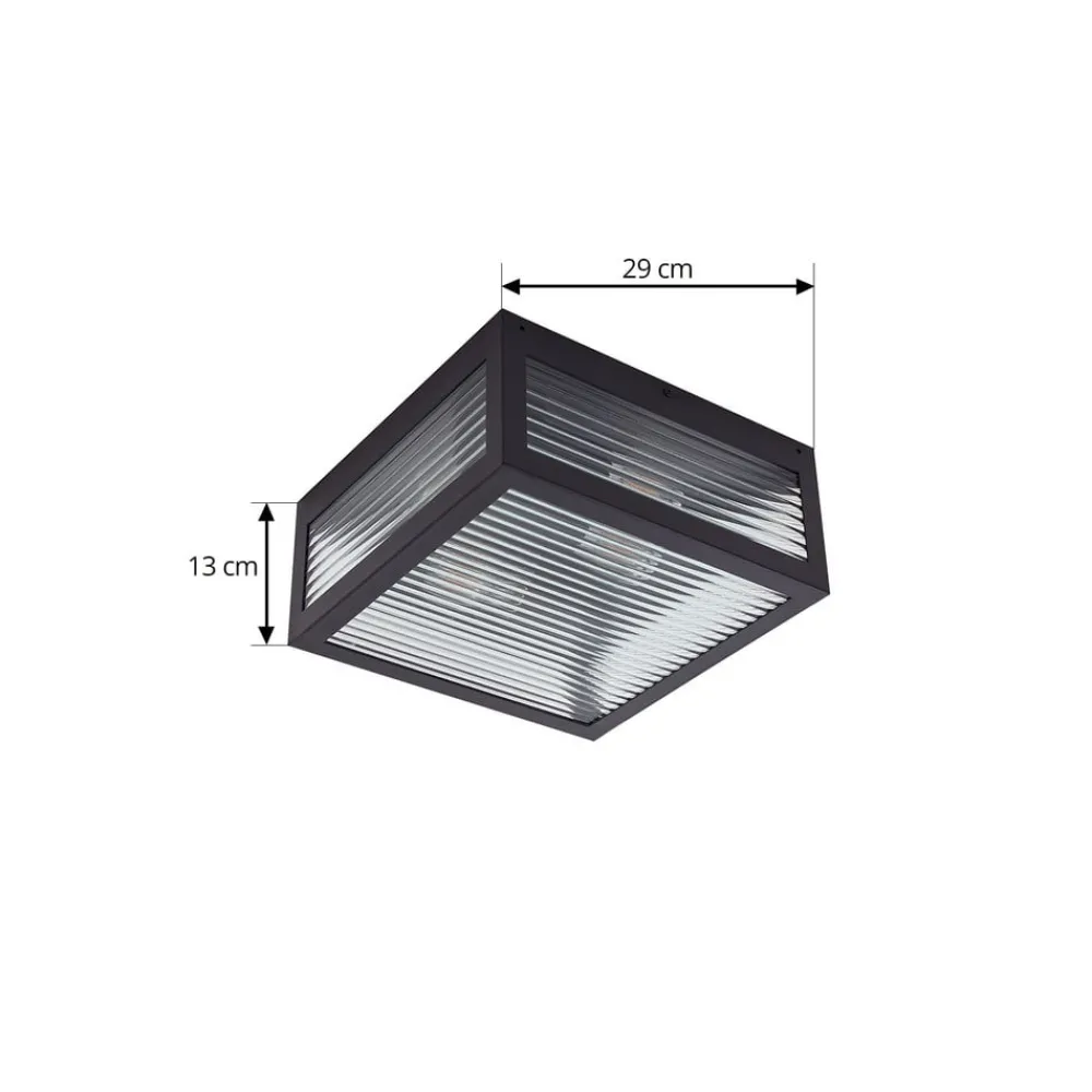 Lindby Udendørs Loftlamper > udendørs loftlampe Bolgar, sort, metal, glas