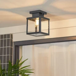 Lindby Terrassebelysning|Udendørs Loftlamper > udendørs loftlampe Mandus, sort, stål, 22 cm