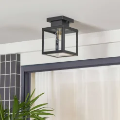 Lindby Terrassebelysning|Udendørs Loftlamper > udendørs loftlampe Mandus, sort, stål, 22 cm