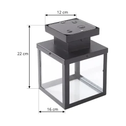Lindby Terrassebelysning|Udendørs Loftlamper > udendørs loftlampe Mandus, sort, stål, 22 cm
