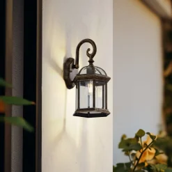 Lindby Væglamper > udendørs væglampe Adelisa, guld antik, aluminium, højde 39 cm