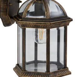 Lindby Væglamper > udendørs væglampe Adelisa, guld antik, aluminium, højde 39 cm