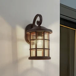 Lindby Terrassebelysning|Væglamper > udendørs væglampe Ankea, rust/amber, 37 cm, IP23, E27