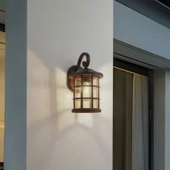 Lindby Terrassebelysning|Væglamper > udendørs væglampe Ankea, rust/amber, 37 cm, IP23, E27