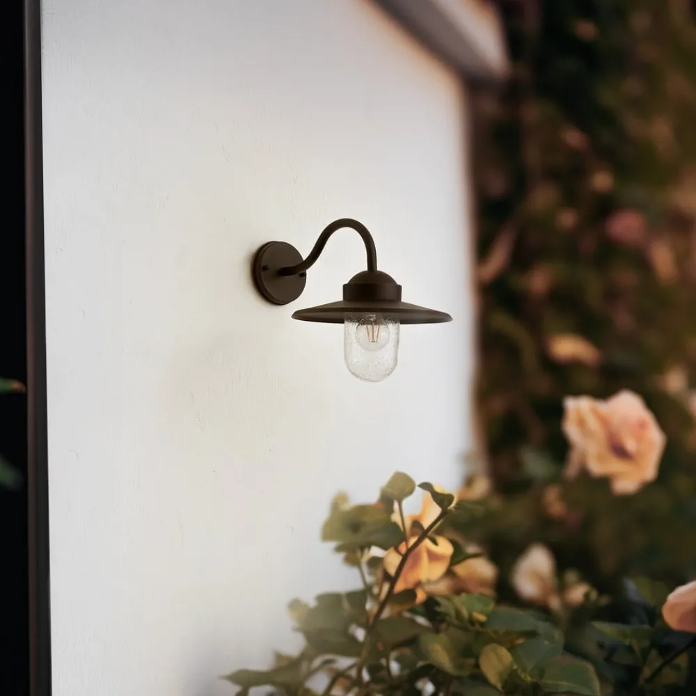 Lindby Terrassebelysning|Væglamper > udendørs væglampe Bilma, rustfarvet, glas, 29 cm