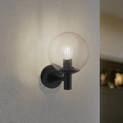 Lindby Terrassebelysning > udendørs væglampe Dangan, klar, glas, Ø 20 cm