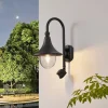 Lindby Væglampe Med Sensor|Væglamper > udendørs væglampe Daphne, sort, sensor, metal, E27