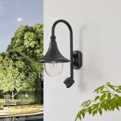 Lindby Væglampe Med Sensor|Væglamper > udendørs væglampe Daphne, sort, sensor, metal, E27