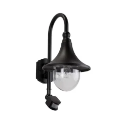 Lindby Væglampe Med Sensor|Væglamper > udendørs væglampe Daphne, sort, sensor, metal, E27