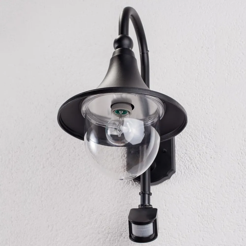 Lindby Væglampe Med Sensor|Væglamper > udendørs væglampe Daphne, sort, sensor, metal, E27