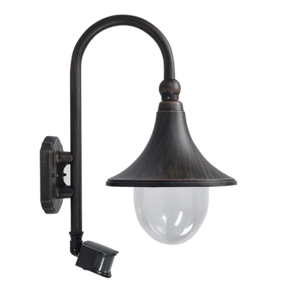 Lindby Væglampe Med Sensor|Terrassebelysning > udendørs væglampe Daphne, antik sort, sensor, E27
