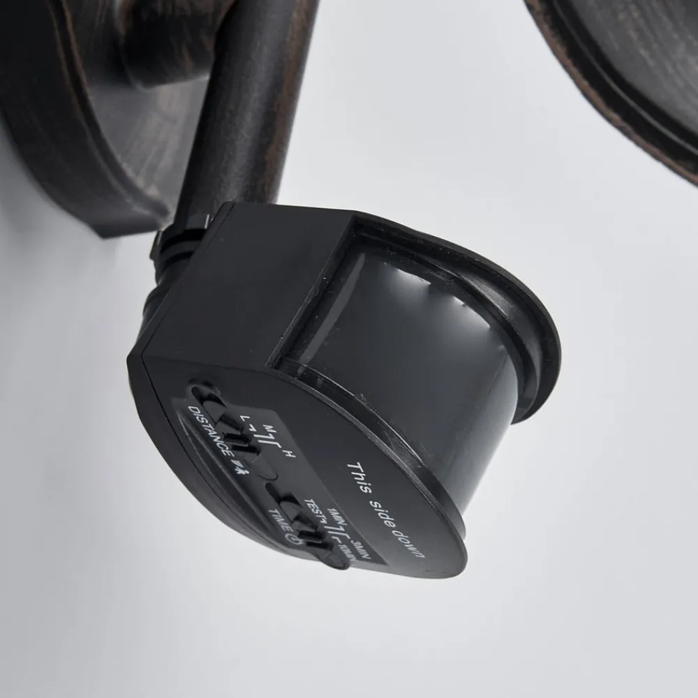 Lindby Væglampe Med Sensor|Terrassebelysning > udendørs væglampe Daphne, antik sort, sensor, E27