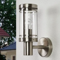 Lindby Terrassebelysning|Væglamper > udendørs væglampe Djori, aluminiumfarvet, stål, E27