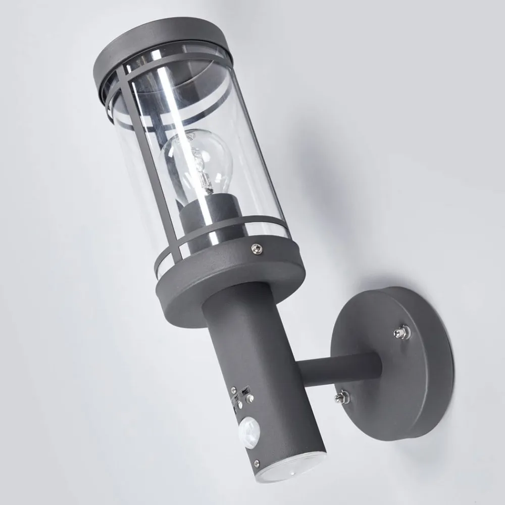 Væglampe Med Sensor|Terrassebelysning ^ Lindby Udendørs væglampe Djori, Sensor, antracit, stål