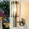 Væglampe Med Sensor|Terrassebelysning ^ Lindby udendørs væglampe Djori, sensor, aluminiumsfarvet, E27