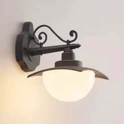 Lindby Væglamper > udendørs væglampe Elinda, højde 29 cm, antracit, glas
