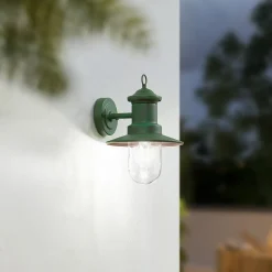 Lindby Terrassebelysning|Væglamper > udendørs væglampe Eloretta, 22 cm, grøn, glas, stål