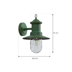 Lindby Terrassebelysning|Væglamper > udendørs væglampe Eloretta, 22 cm, grøn, glas, stål