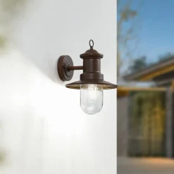 Lindby Terrassebelysning|Væglamper > udendørs væglampe Eloretta, rust, stål, højde 31 cm