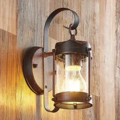 Lindby Terrassebelysning|Væglamper > udendørs væglampe Farly, rustbrun, aluminium, 17 cm