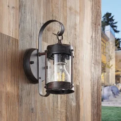 Lindby Terrassebelysning|Væglamper > udendørs væglampe Farly, rustbrun, aluminium, 17 cm